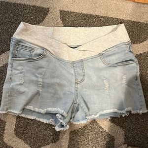 Light denim cut off shorts